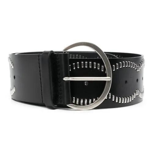 ISABEL MARANT Oval Ring Clasp Leather Belts Women's Black Width 5,5cm ISABEL MARANT Овальное кольцо застежка кожаные ремни женский черный ширина 5,5 см