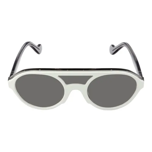 Moncler Пластик Круглые Солнцезащитные очки Унисекс Белый