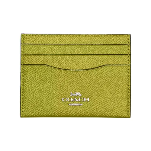 COACH Крестообразная текстура кожаный держатель для карт держатель для карт женский металл цитрин