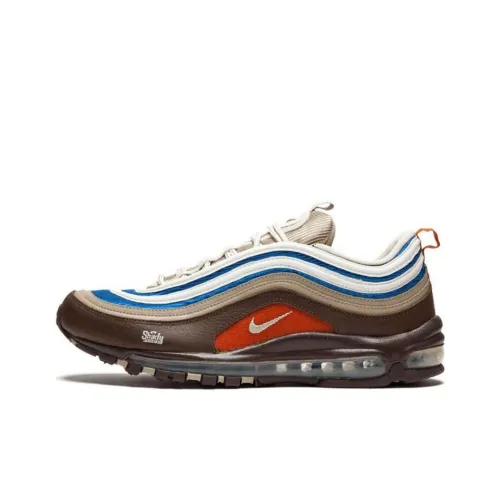 EMINEM x Nike Air Max 97 Амортизация Износостойкий Низкий Топ Беговые кроссовки Мужские Коричневый Бежевый Синий