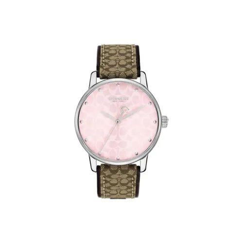 COACH Наручные часы Кварцевый механизм Кожаный ремешок 36 мм Розовый циферблат Женские часы