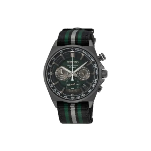 SEIKO Кварцевый механизм Ткань Ремешок Часы Мужские Зеленый циферблат SSB411P1