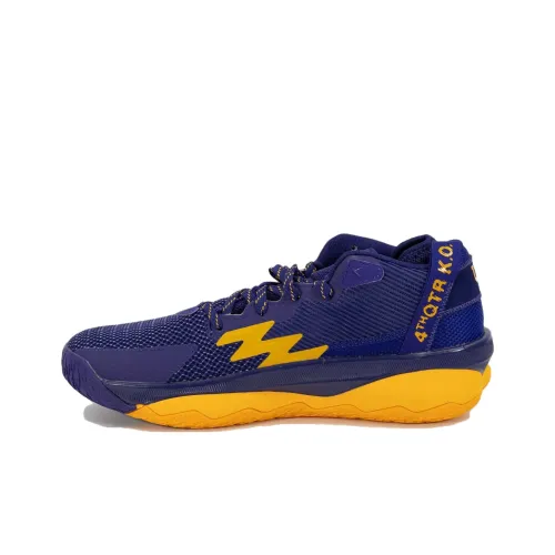 Adidas Dame 8 Extply Амортизирующие шоки Slip-resistant Низкий топ Баскетбольные кроссовки Унисекс Синий Желтый