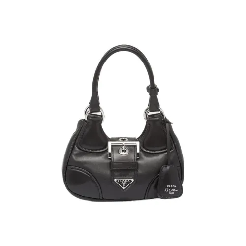 PRADA Овчина Подкладка Сумка на плечо Сумка-полумесяц Сумка через плечо Сумка обычная Женская Черная