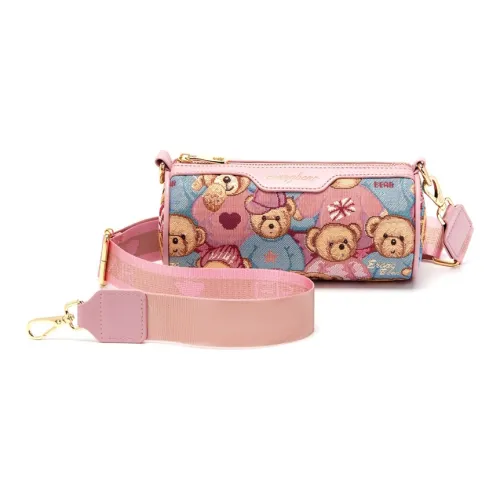 ERANGBEAR Цилиндрическая тканевая сумка сумка через плечо обычная унисекс Herd OF медведей розовый коричневый синий