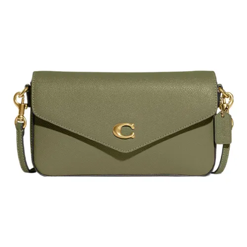 COACH Wyn Сумка-конверт из коровьей кожи Сумка через плечо Маленькая женская Лесной мшистый