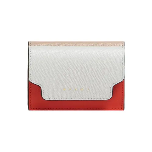 MARNI Saffiano Телячья кожа Кошелек Женская Белый Оранжевый Бежевый