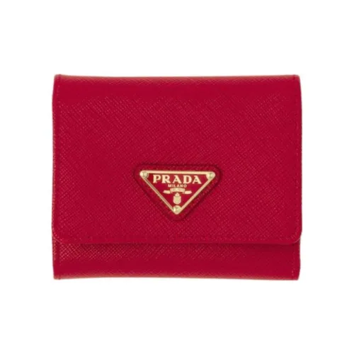 PRADA Saffiano кожа кошелек маленький женский огненно-красный