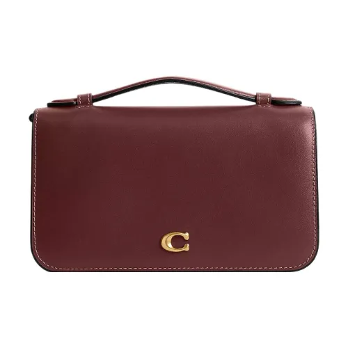 COACH Bea Утонченный Телячья кожа Сумка через плечо Маленькая Женская Латунь и Бургунди