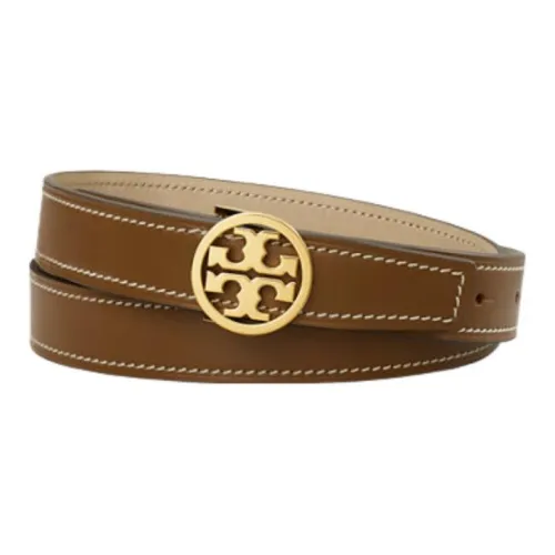 TORY BURCH Emblem Pattern Smooth Clasp Leather Belts Women's Brown