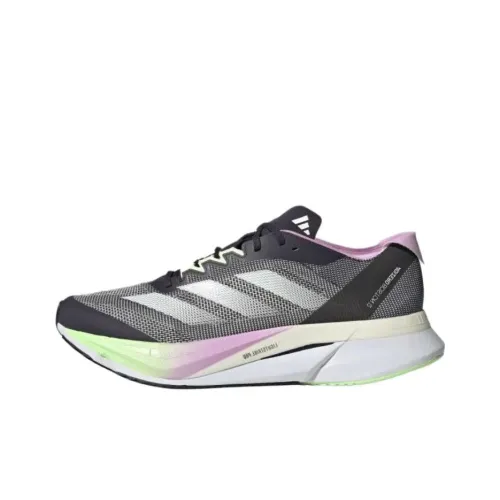 Adidas Adizero Boston 12 Low Топ Повседневный Тренировочные Беговые Кроссовки Мужские Черный Серебряный Зеленый