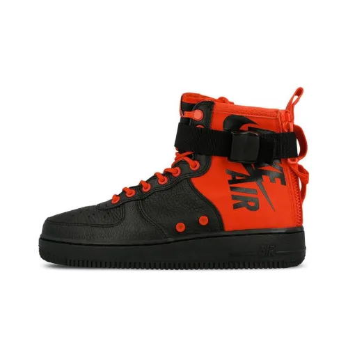 Nike Air Force 1 Slip Resistant Abrasion Resistant MID Топ Скейтборд Кроссовки Мужские Черный Оранжевый