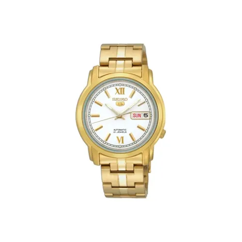 SEIKO Автоматический Механический Механизм Нержавеющая Сталь Ремешок Часы Мужские Белый Циферблат