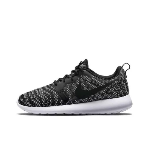 Nike Roshe Run Устойчивые к истиранию Низкие Беговые кроссовки Женские Черный Белый