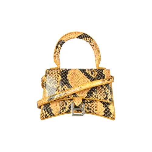 Balenciaga HOURGLASS Телячья кожа Сумка Hourglass Сумка через плечо Сумка мини Женская Желтая