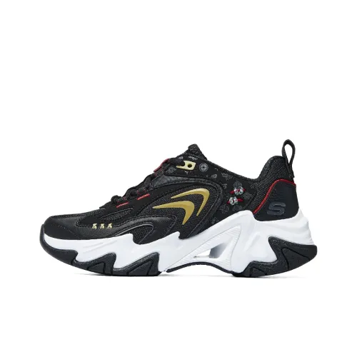 Skechers Stamina V3 Амортизация Износостойкий Низкий Топ Casual Мужской Черный Белый Золото