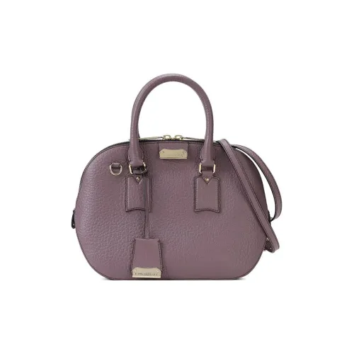 Burberry Кожа Bowling Bag Сумка через плечо Сумка Маленькая Женская Темно-фиолетовая Красная