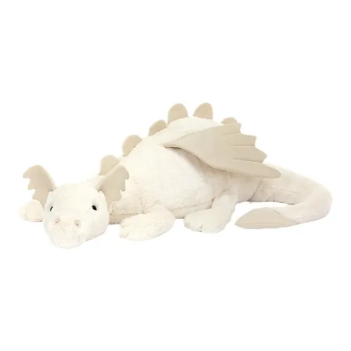 JELLYCAT Mythical Animal Collection Снег Дракон Экстра-большая Плюшевая Кукла 30 см Рекомендуемая Высота 114 см (Длина Размера)