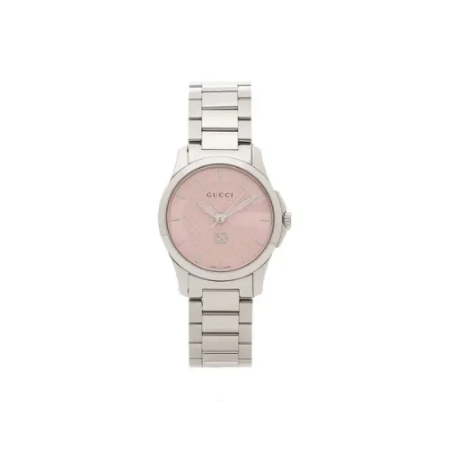 GUCCI G Timeless Collection Women's Watch Кварцевый механизм ремешок из нержавеющей стали 27 мм розовый циферблат