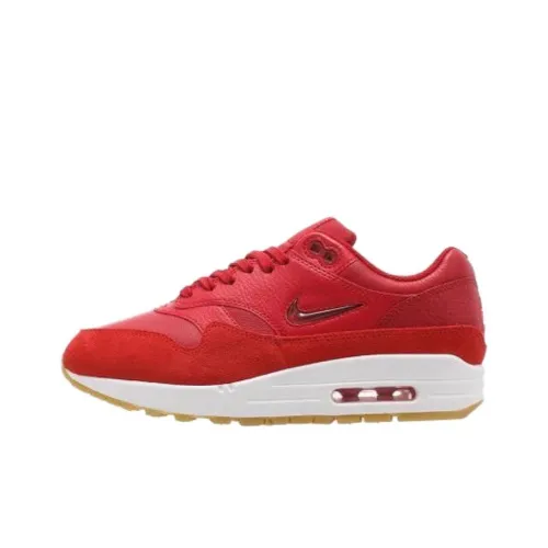 Nike Air Max 1 Амортизация Износостойкий Низкий Топ Повседневная Обувь Женская Красная