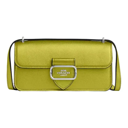 COACH Morgan Телячья кожа Багетная сумка Сумка через плечо Маленький Women's Silver Металл Цитрин