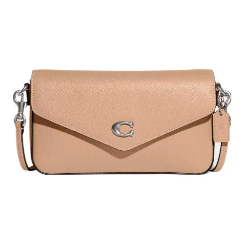 COACH Wyn Крестовая текстура Кожа Сумка через плечо Маленькая Женская Серебряный и Светло-желтый