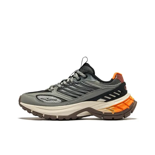 Erke Hung Feather Амортизация Износостойкие Низкие Кроссовки для Бега Женские Средне-Серый Черный