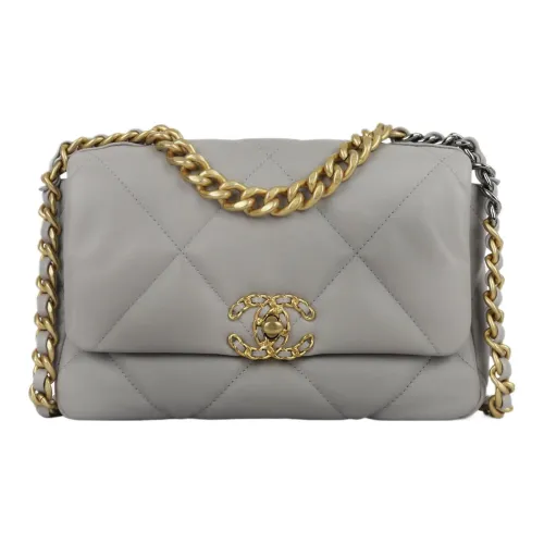 CHANEL 19Bag Овечья кожа и металл сумка через плечо маленькая женская темно-серый