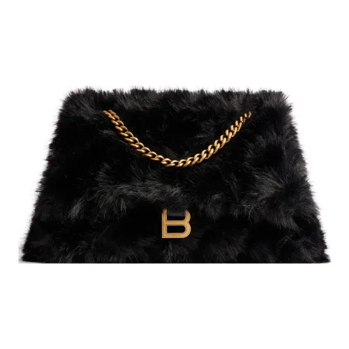 Balenciaga Crush Искусственный мех Сумка через плечо Женская Черная