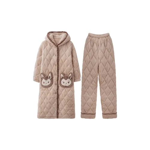 Lan Miao GEY Утепленный женский комплект пижам 52025 хаки для женщин