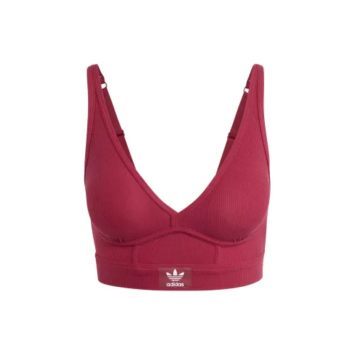 Adidas Originals ADICOLOR FLEX RIBBED Cotton Two PLY PLUNGE BRAMI Bra Women's Burgundy