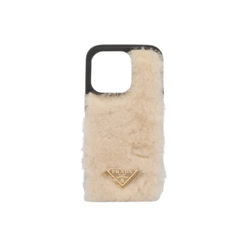PRADA Овчина Iphone 14 Pro Защитный чехол Сумка Аксессуар Женский Светлый Умбра