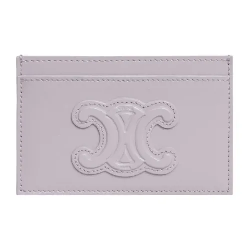 CELINE Cuir Triomphe Блестящий Корова Кожа Держатель для карт Женские Светлый Лиловый