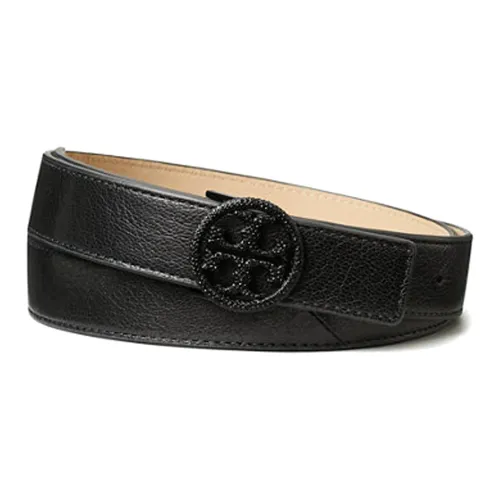 TORY BURCH Значок Узор Кожаные ремни Женские Черный Ширина 2,5CM