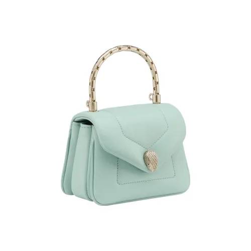 BVLGARI Serpenti Reverse Телячья кожа Сумка через плечо Сумка Мини Женская Светло-синяя