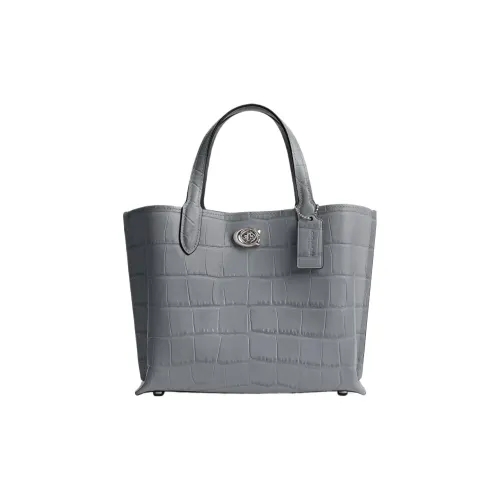 COACH Willow Кожа Тоут Сумка Сумка для покупок Сумка Средний Women's Silver Серо-голубой