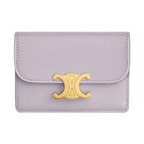 CELINE Triomphe Блестящий кошелек из коровьей кожи держатель для карт женский светлый сиреневый
