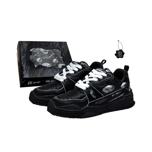 GHROCO Slip-resistant Abrasion-resistant Low-top Skateboard Shoes Unisex Warrior Black GHROCO Противоскользящие Износостойкие Низкие Кеды для Скейтбординга Унисекс Воин Черный