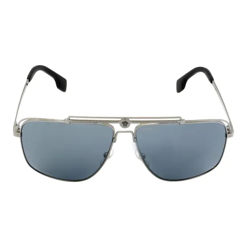 VERSACE Металл Aviator Солнцезащитные очки Мужские Серебряные