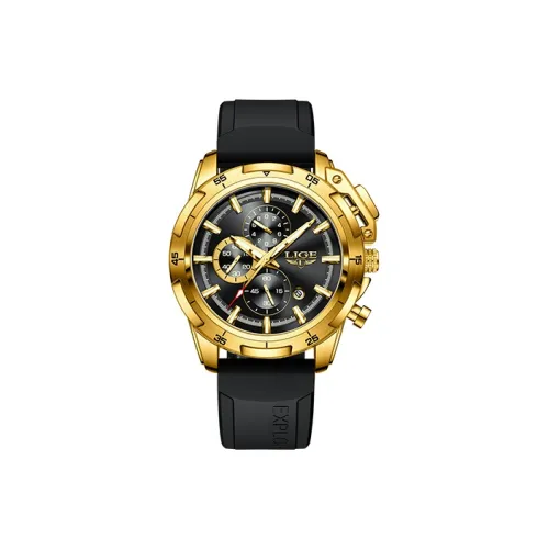 LIGE Кварцевый механизм Мужские часы 42,5мм*42,5мм*13мм Черный