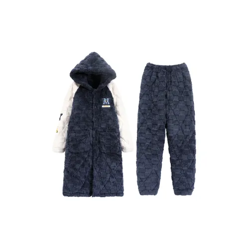 Lan Miao MLC Утепленный мужской 455 темно-синий синий мужской пижамный комплект