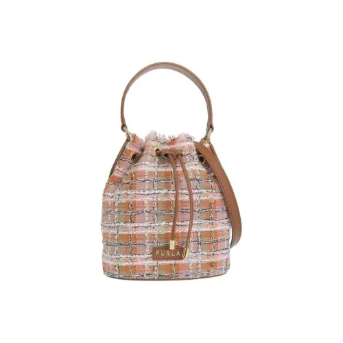 Furla Фланель Холст Ведро Сумка Сумка через плечо Мини Сумка Женская Коричневая Многоцветная