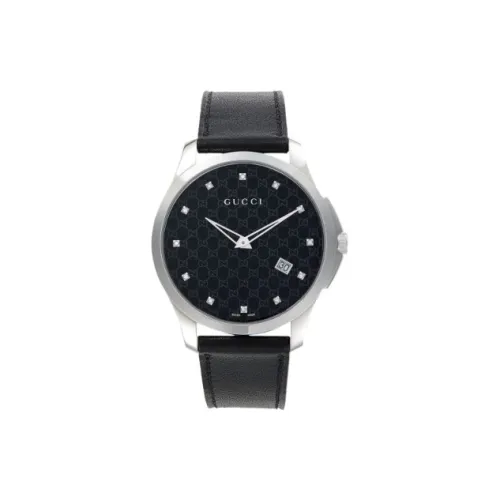 GUCCI G Timeless Collection Мужские часы Кварцевый механизм Кожаный ремешок 40 мм Черный циферблат