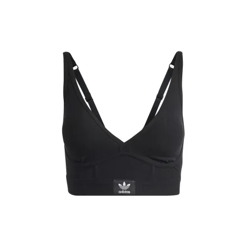 Adidas Originals Adicolor FLEX RIBBED Cotton Two PLY PLUNGE BRAMI Bra Women's Black