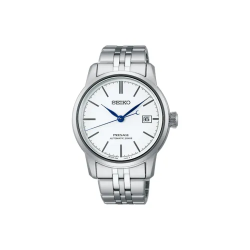 SEIKO Presage Series Автоматический Механический Механизм Нержавеющая Сталь Ремешок Часы Мужские Белый Циферблат