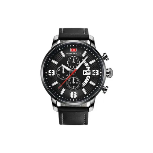 MINIFOCUS Кварцевый механизм ремень из натуральной кожи черный циферблат мужские часы