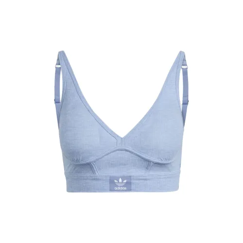 Adidas Originals Adicolor FLEX RIBBED Cotton Two PLY PLUNGE BRAMI Bra Women's Denim Blue