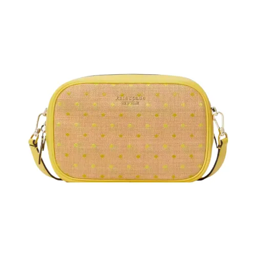 Kate Spade Astrid Кожа с Рафия Camera Сумка Сумка через плечо Средняя Женская Желтая Многоцветная