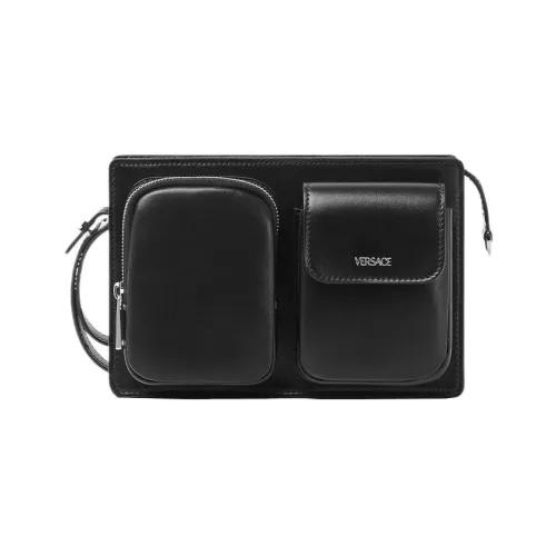 VERSACE Клатч из коровьей кожи мужской черный