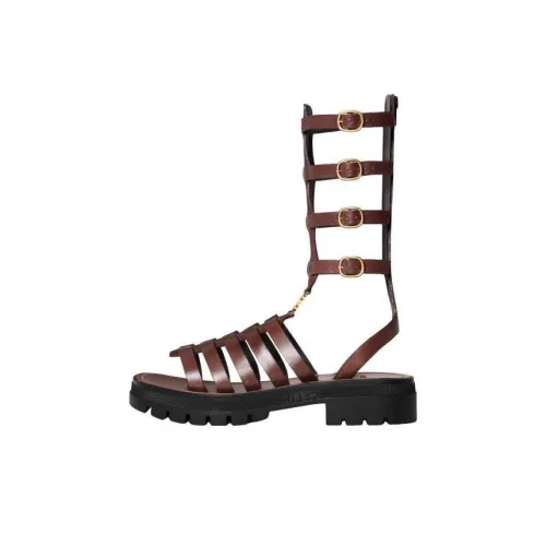 Сандалии CELINE Clea Triomphe в римском стиле 4CM женские темно-коричневые